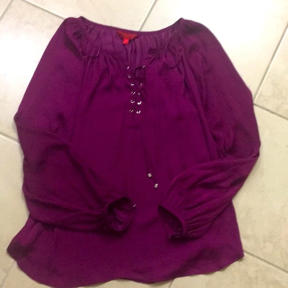 🔸NWT Jennifer Lopez Lace up Romantic Blouse peasant Sz M - Picture 2 of 4